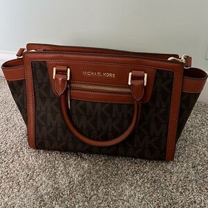 Michael Kors tan/brown monogram bag